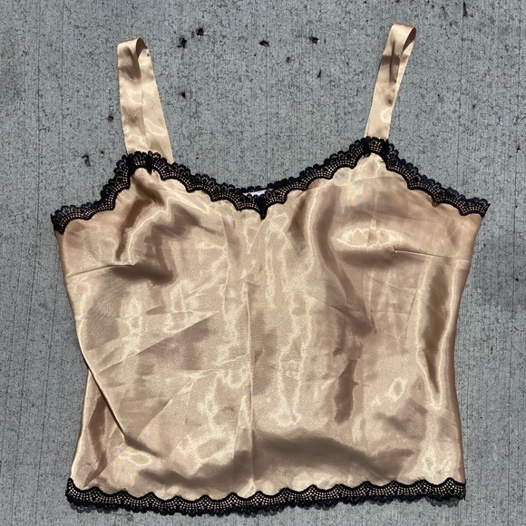 Vintage Y2K Lingerie Strappy Lace Pajama Tank Top - Picture 1 of 4